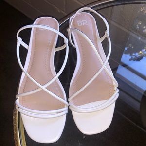 BP White strappy flat sandals / Women’s size 7.5 / White Faux Leather